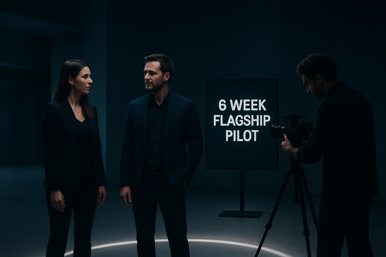 Brand lead and creative producer stage a content session in a flagship store during a high-value activation.