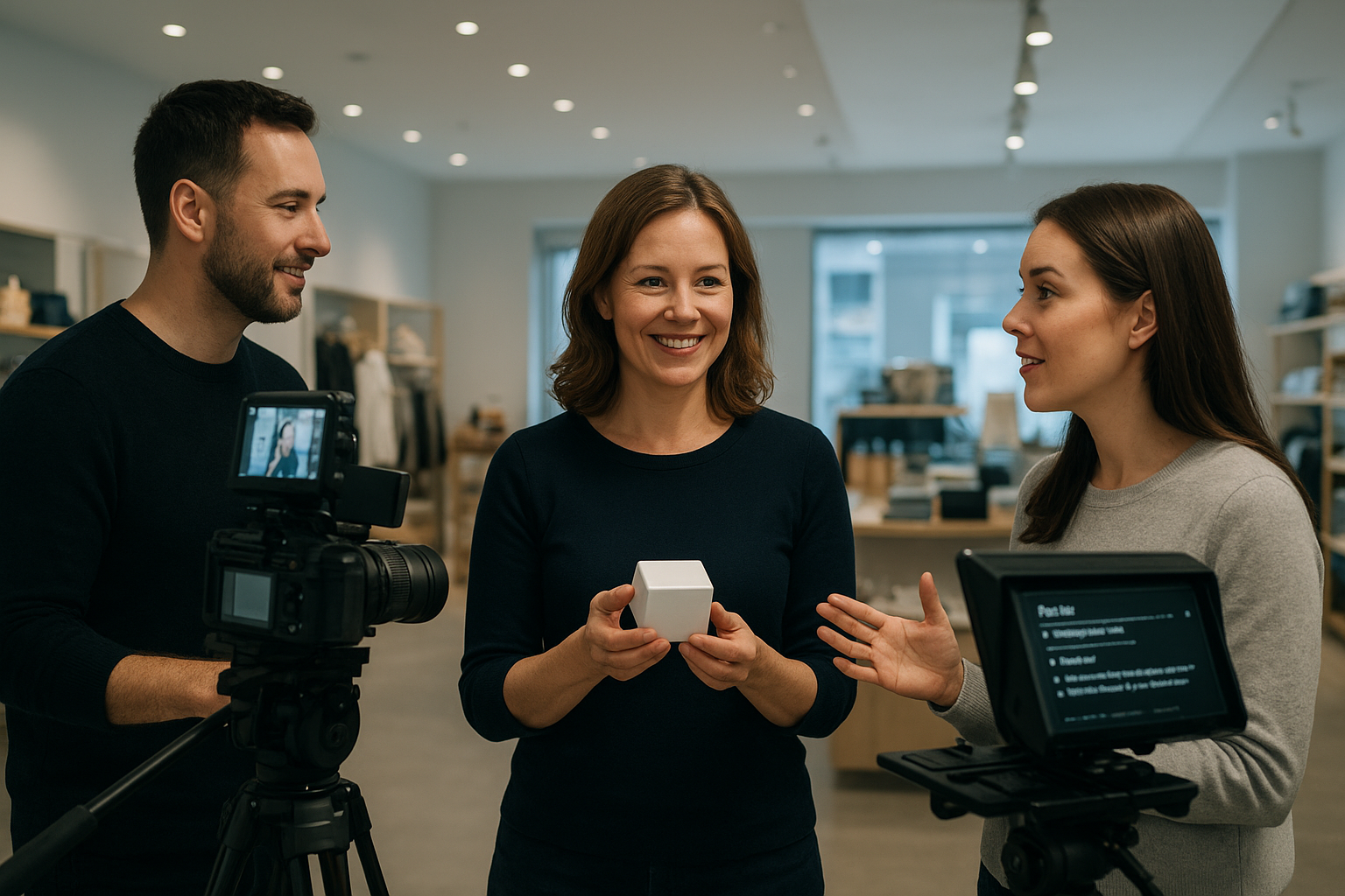 CMO directing store-as-studio shoot to test buyer activity share vs promo intensity